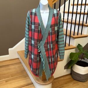 Plaid Open Front Cardigan Sweater